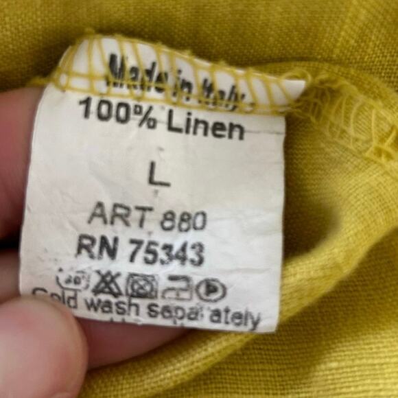 Terzo Millenio Women Top Short Sleeve Linen Made in Italy Casual Boho Gold Large - Picture 6 of 7